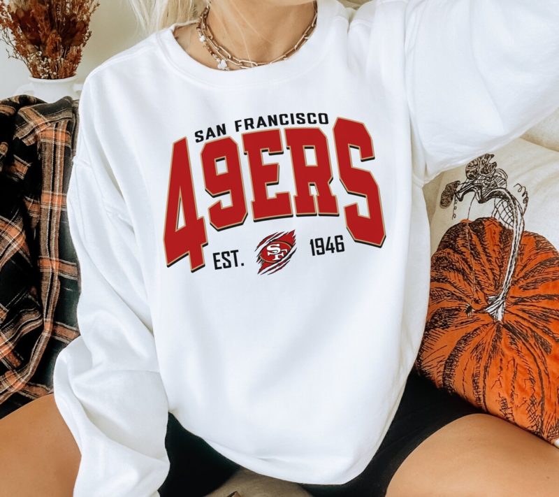 Unisex San Francisco Football Sweatshirt - SF Football Crewneck Retro Niners Shirt - Perfect Gift for 49ers Football Fans on Game Day in San Fran 49