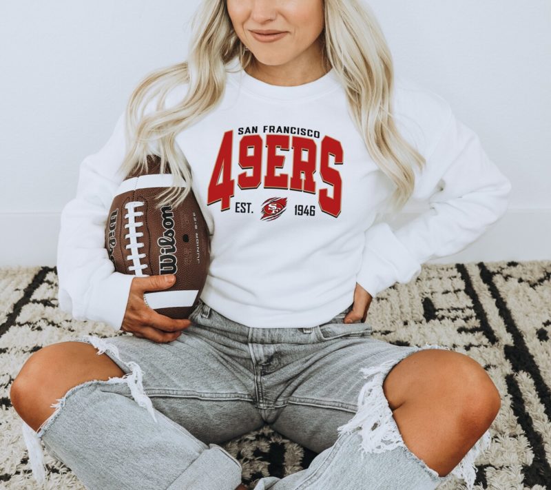 Unisex San Francisco Football Sweatshirt - SF Football Crewneck Retro Niners Shirt - Perfect Gift for 49ers Football Fans on Game Day in San Fran 49