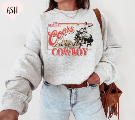 Coors Original Cowboy Sweatshirt - Western Unisex Crewneck - Rodeo Shirt - Unique Gift for Coors Original Enthusiasts