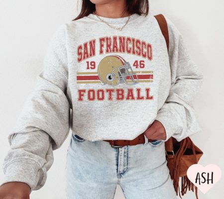 Distressed San Francisco Football Sweatshirt - SF Football Crewneck Retro Niners Shirt - Ideal Gift for 49ers Football Fanatics on Game Day in San Fran 49