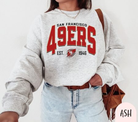 San Francisco Football Sweatshirt - SF Football Crewneck Retro Niners Shirt - Perfect Gift for 49ers Football Fans on Game Day in San Fran 49