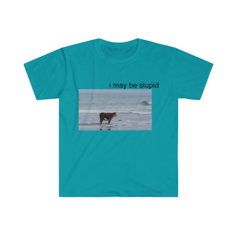 I May Be a Stupid Cow on the Beach Funny Meme T-Shirt