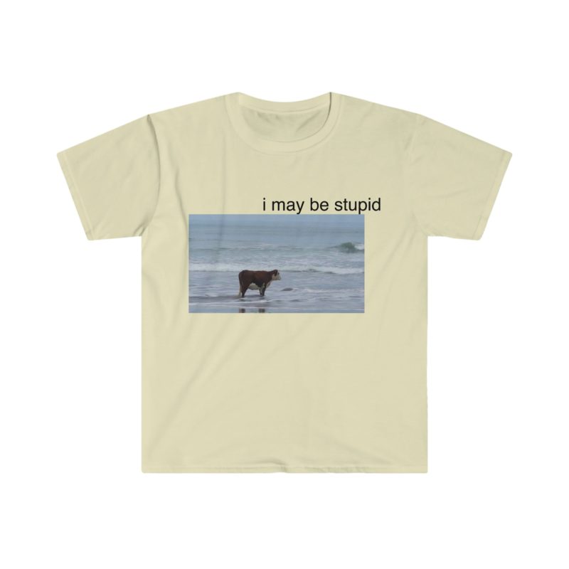 I May Be a Stupid Cow on the Beach Funny Meme T-Shirt