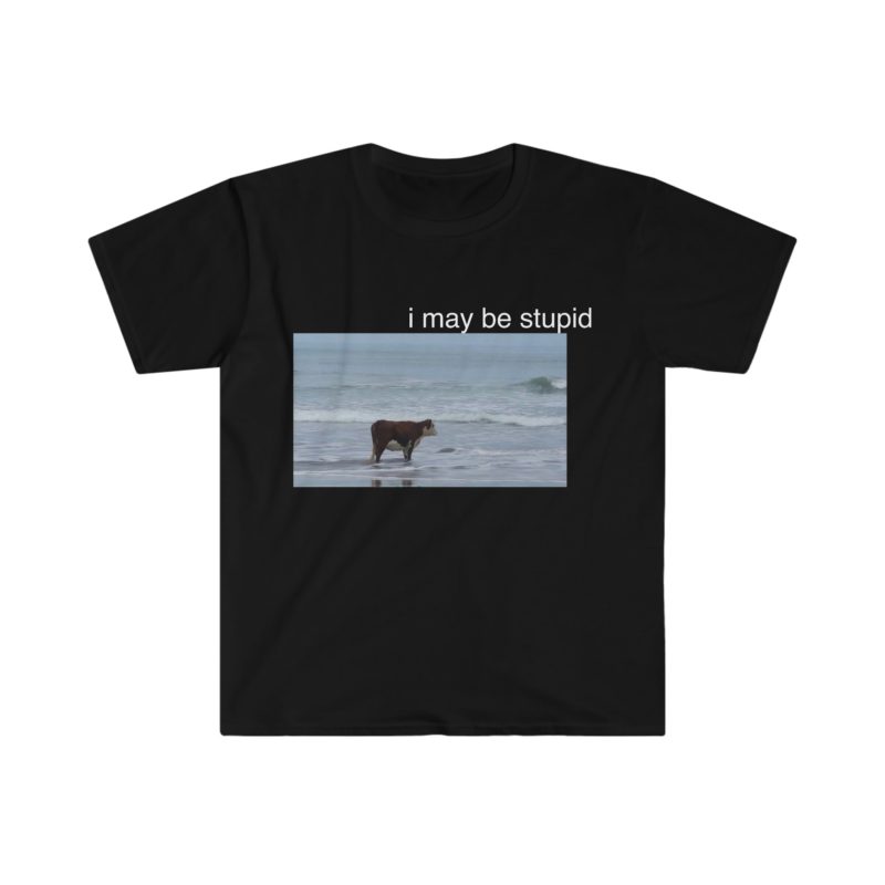 I May Be a Stupid Cow on the Beach Funny Meme T-Shirt