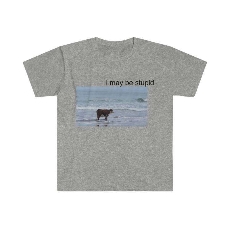 I May Be a Stupid Cow on the Beach Funny Meme T-Shirt