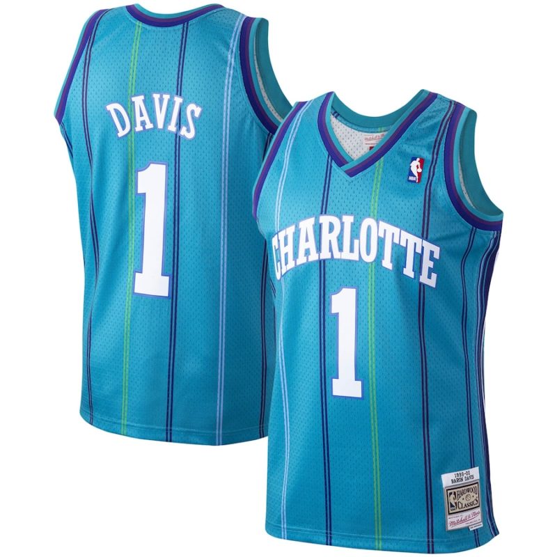 Baron Davis Teal Charlotte Hornets Hardwood Classics 1999-00 Swingman Stitched Jersey