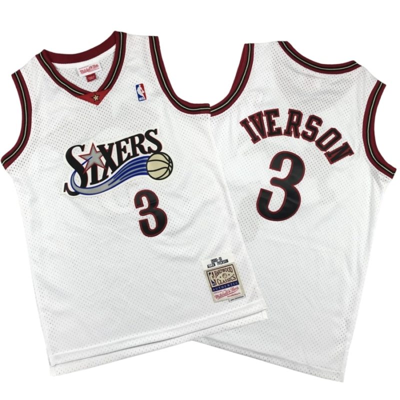 76ers #3 Allen Iverson 2000-01 White Jersey Stitched