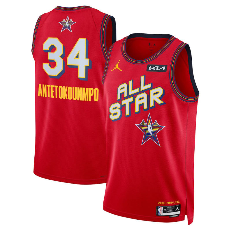 Giannis Antetokounmpo 34 All-Stars 2025 Edition Stitched Jersey– Red