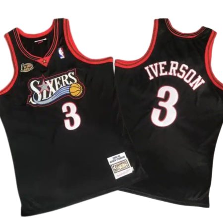 Allen Iverson 3 Philadelphia 76ers Road Finals 2000-01 Black Jersey