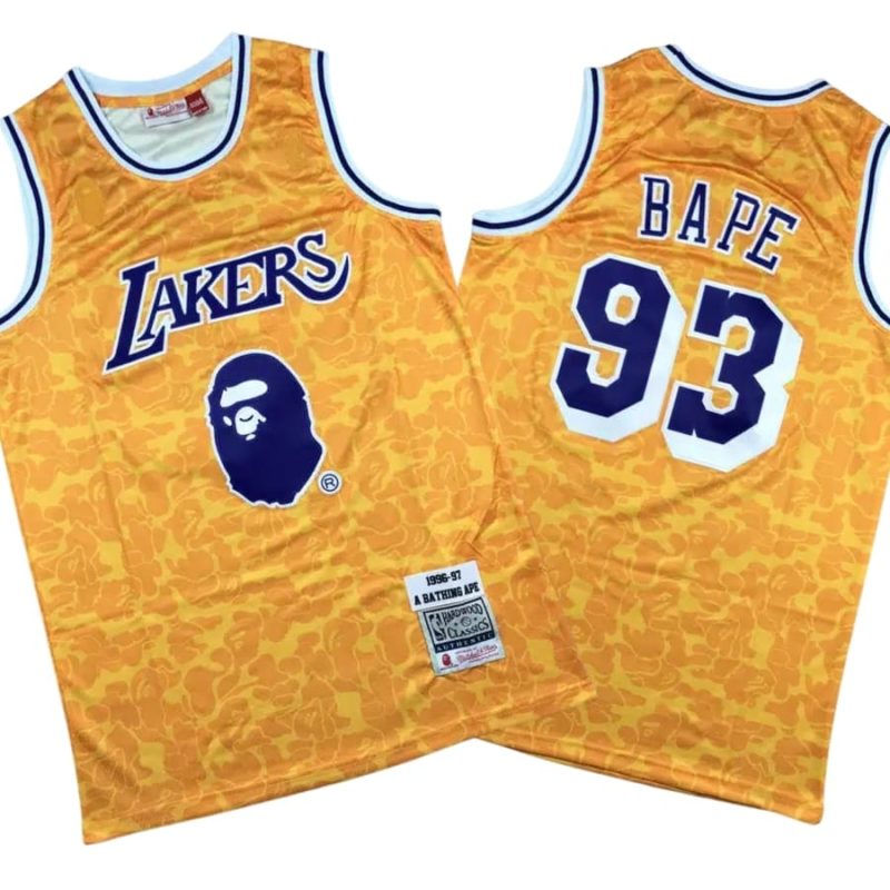 Bape 93 Los Angeles Lakers Stitched Jersey Yellow