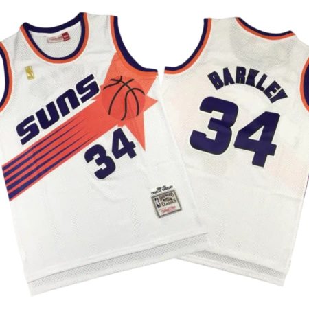 Charles Barkley 34 Phoenix Suns M&N White Home Throwback Jersey