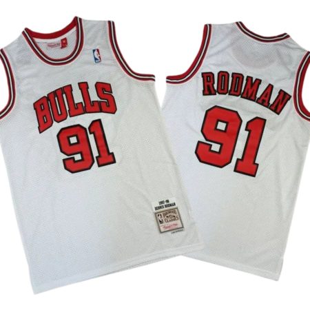 Dennis Rodman #91 Chicago Bulls White 1997-98 Stitched Jersey