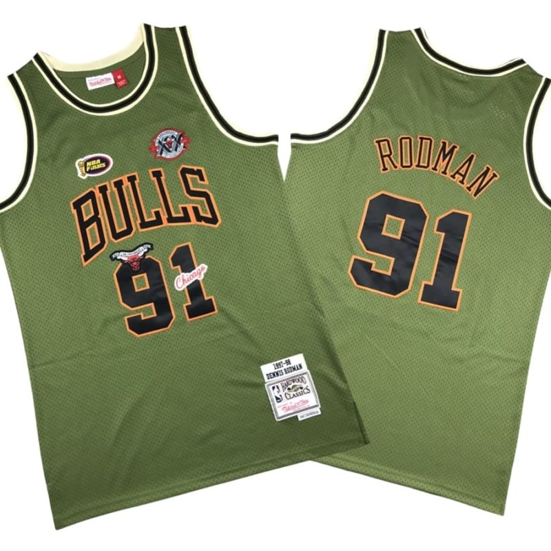 Dennis Rodman Chicago Bulls Flight 1997-98 Jersey - Olive