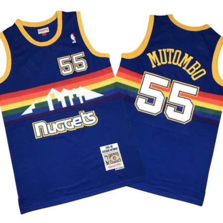 Dikembe Mutombo 55 Denver Nuggets 1991-92 M&N Royal Blue Jersey