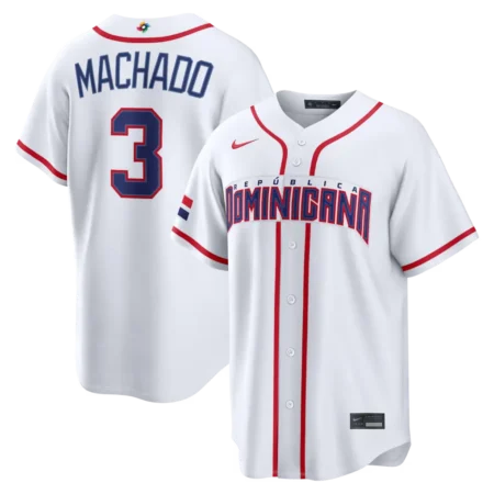 Dominican Republic Baseball Manny Machado White 2026 World Baseball Classic Home Stadium Jersey