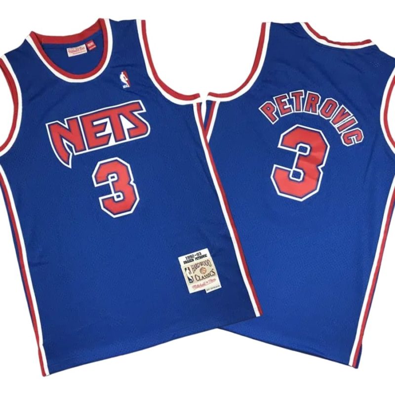 Drazen Petrovic 3 New Jersey Nets Blue 1992-93 Swingman Jersey