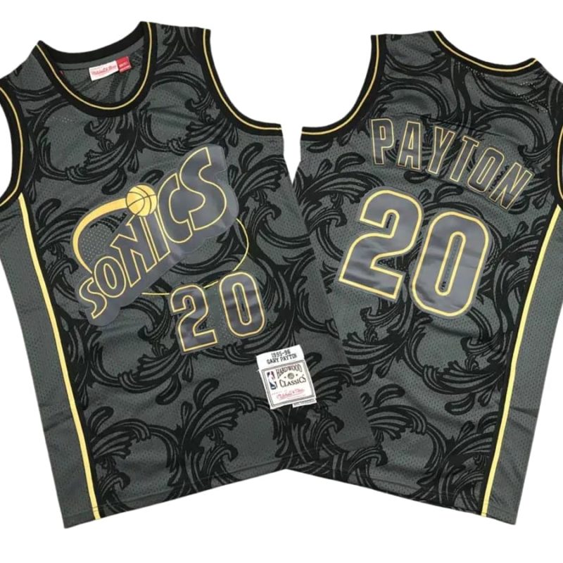 Gary Payton 20 Seattle SuperSonics Black 1995-96 Hardwood Classics Toile Swingman Jersey