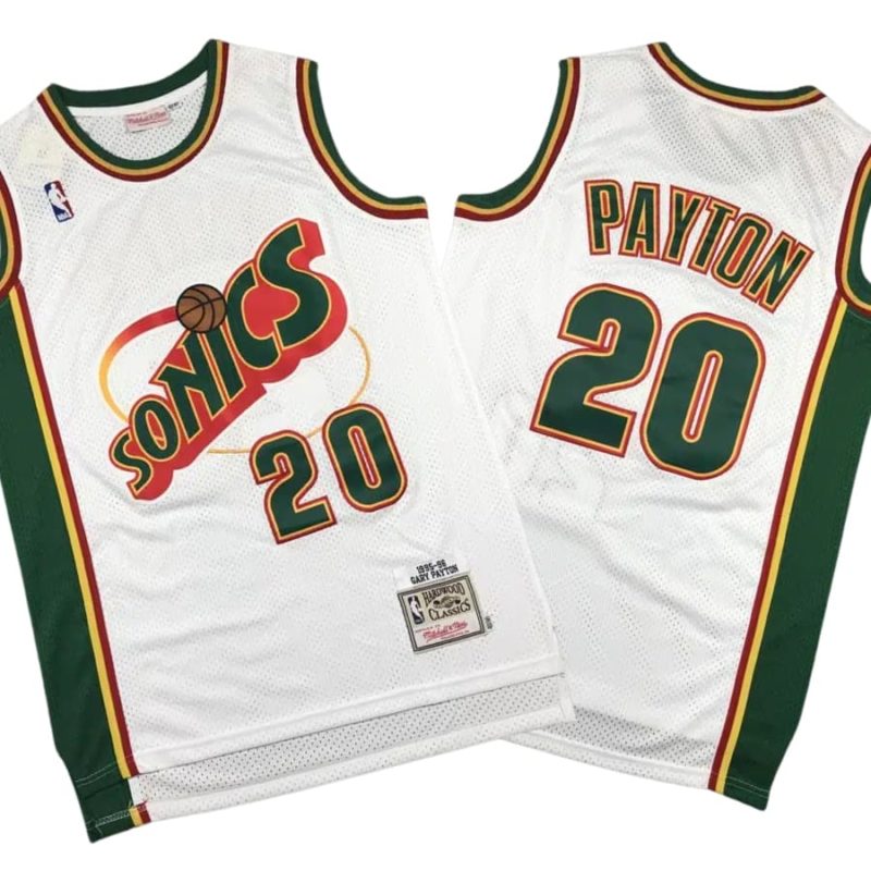 Gary Payton 20 Seattle Supersonics 95-96 White Throwback Jersey