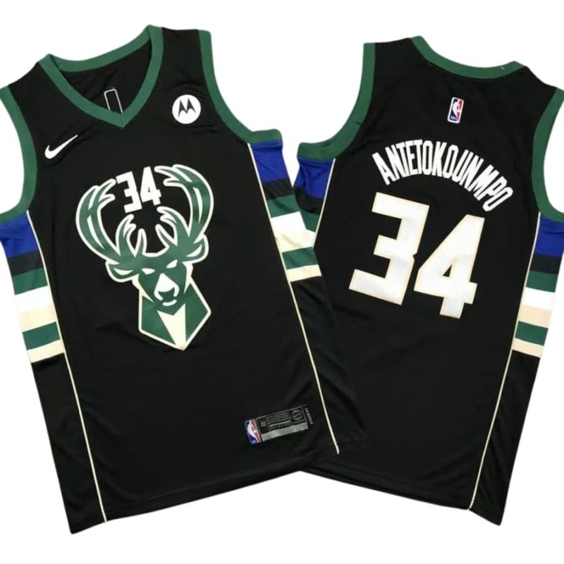 Giannis Antetokounmpo 34 Bucks Black Statement Edition Jersey