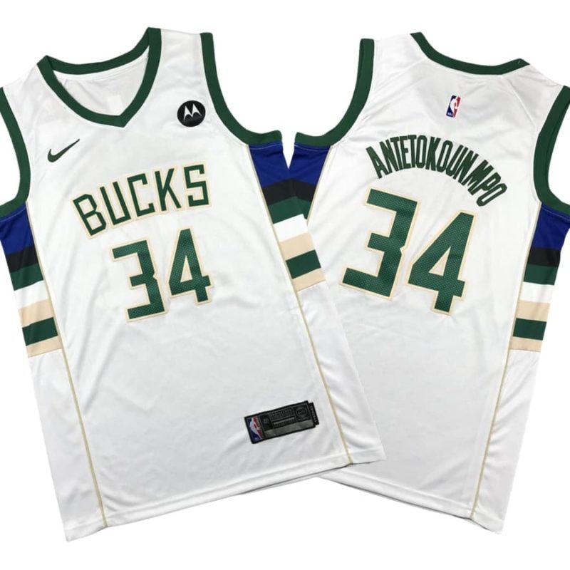 Giannis Antetokounmpo 34 Bucks White Association Swingman Jersey