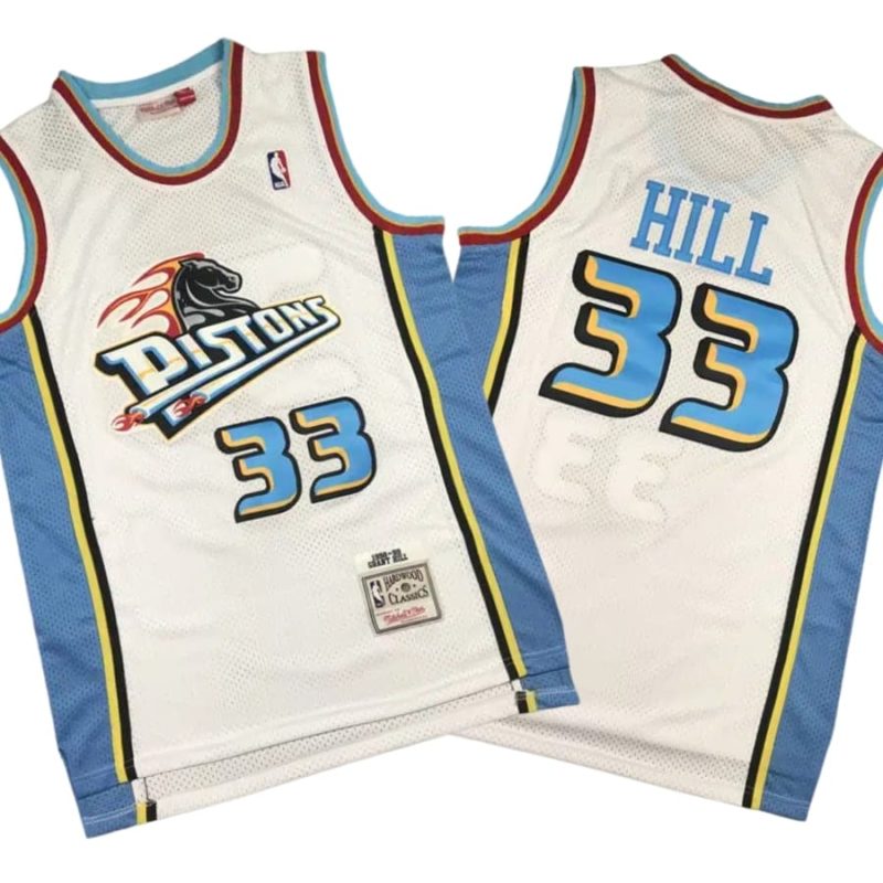 Grant Hill 33 Detroit Pistons 1990s Vintage White Jersey