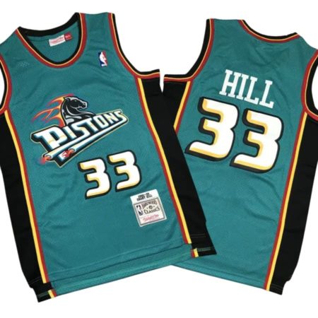 Grant Hill 33 Detroit Pistons Throwback Hardwood Teal Jersey