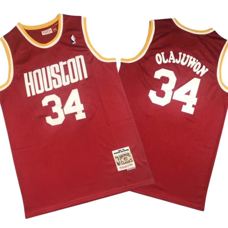 Hakeem Olajuwon 34 Red Houston Rockets 1993-94 Hardwood Classics Swingman Jersey