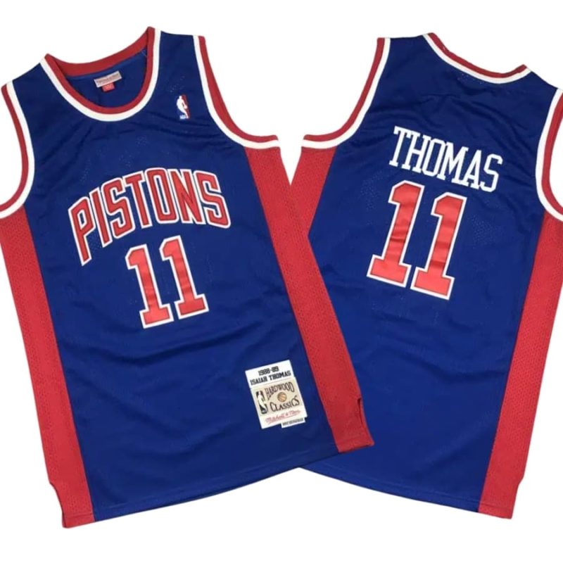 Isiah Thomas 11 Detroit Pistons M&N 1988-89 Hardwood Classics Blue Jersey