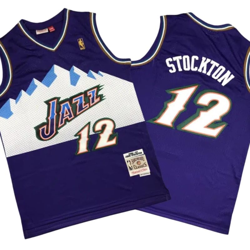 John Stockton 12 Utah Jazz 96-97 M&N Purple Jersey