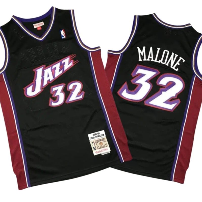 Karl Malone 32 Utah Jazz Black 1998-99 Hardwood Classics Jersey