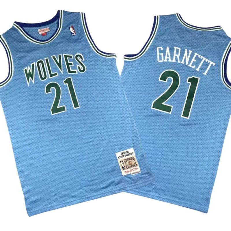 Kevin Garnett 21 Minnesota Timberwolves M&N Blue 1995-96 Classic Jersey