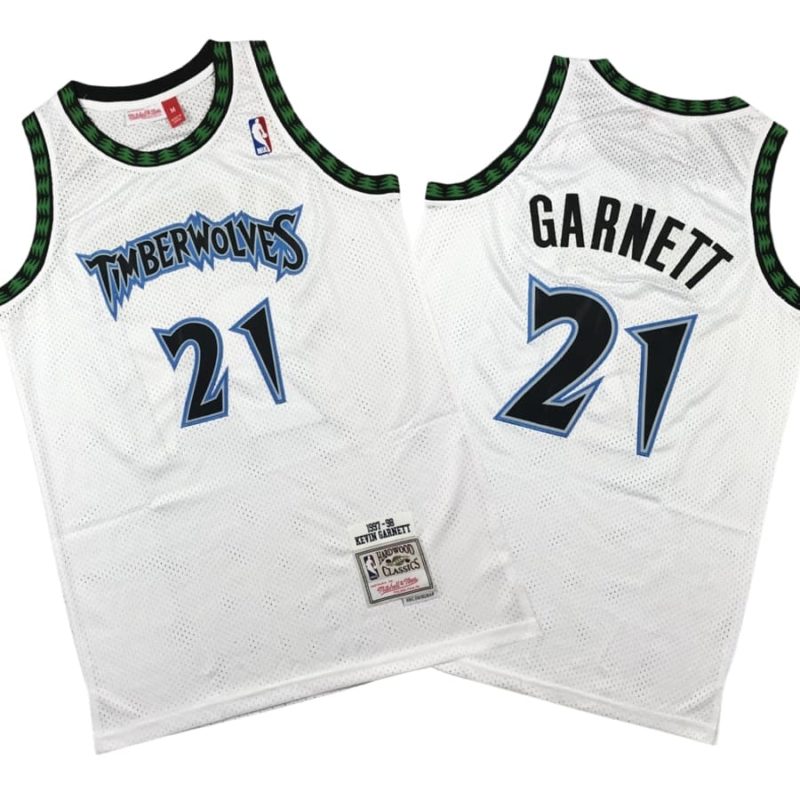 Kevin Garnett 21 Minnesota Timberwolves Retro White Jersey