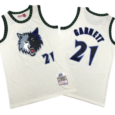 Kevin Garnett Minnesota Timberwolves Chainstitch Swingman Jersey – Cream