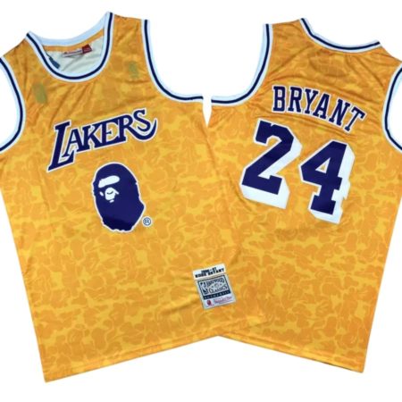 Kobe Bryant 24 BAPE Los Angeles Lakers Yellow ABC Swingman Stitched Jersey