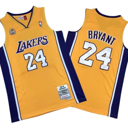 Kobe Bryant 24 Los Angeles Lakers 2007-08 Gold Stitched Jersey