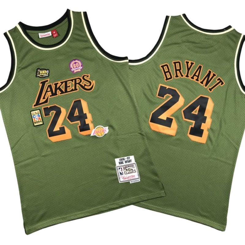 Kobe Bryant 24 Los Angeles Lakers Flight 1997-98 Jersey - Olive