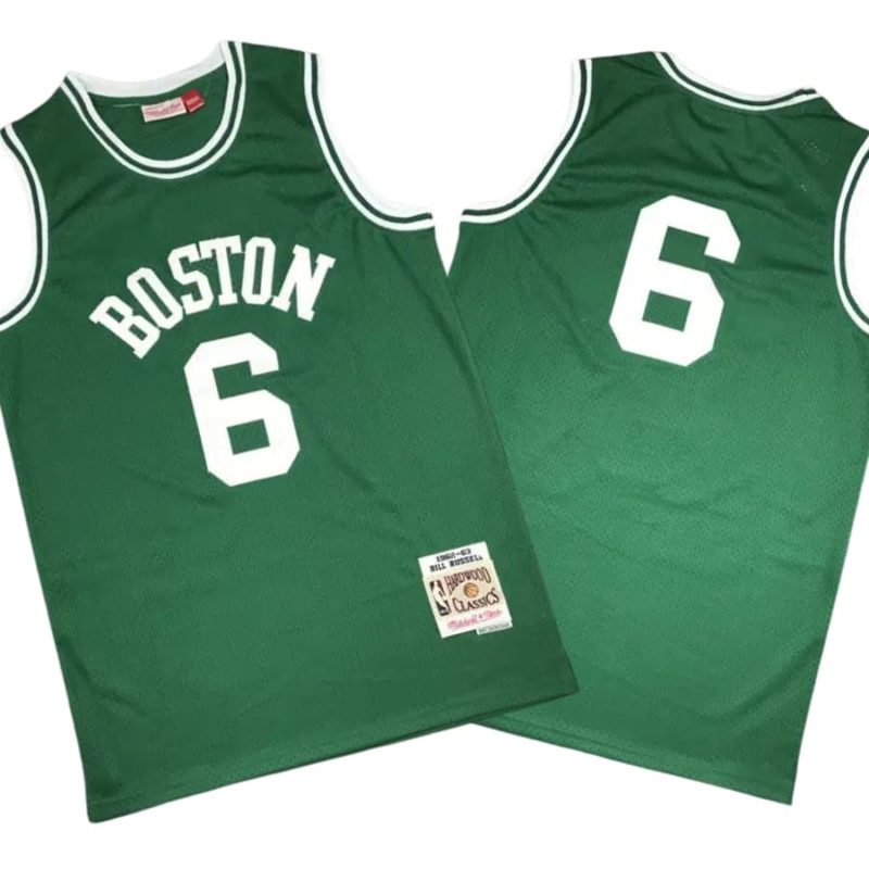 Men’s Boston Celtics 6 Bill Russell Kelly Green 1962-63 Hardwood Classics Swingman Jersey