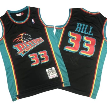 Men’s Grant Hill 33 Detroit Pistons 98-99 Black Throwback Jersey