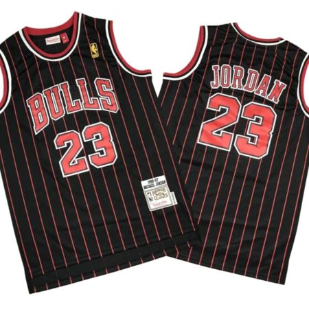 Michael Jordan 23 Chicago Bulls Black (Red Strip) Stitched Jersey