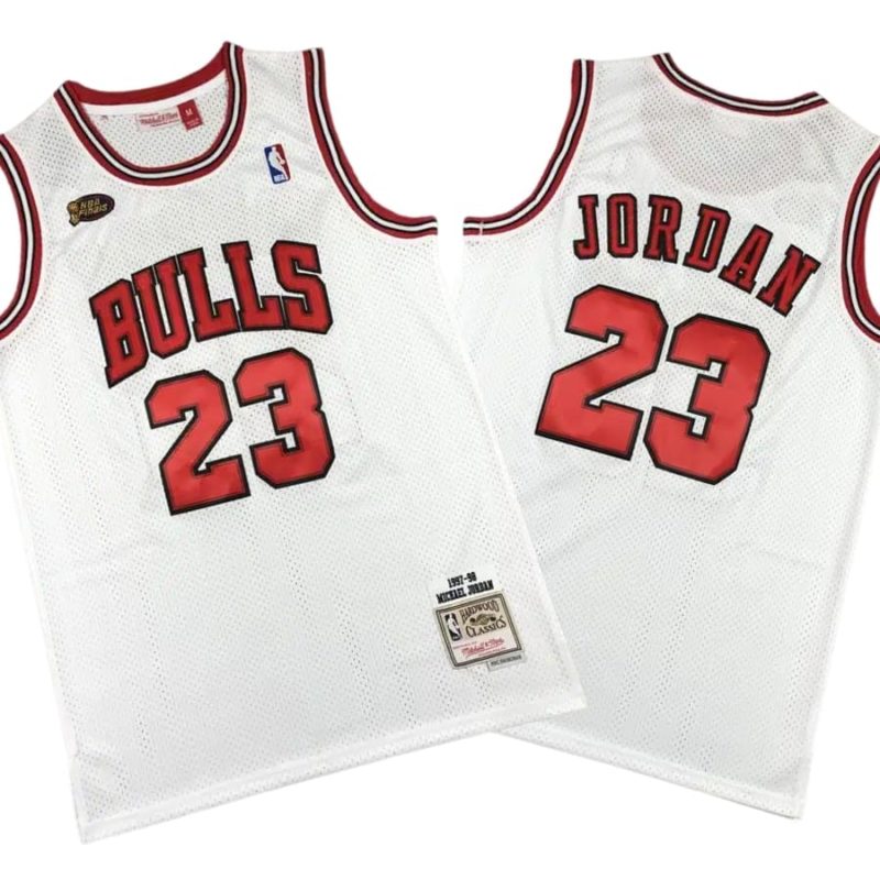 Michael Jordan Chicago Bulls Road White NBA Finals 1997-98 Stitched Jersey