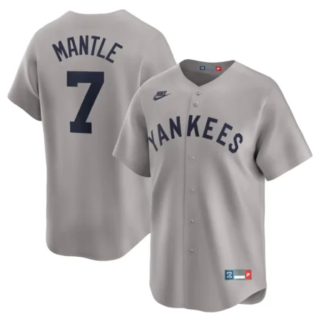 New York Yankees Mickey Mantle Gray Throwback Cooperstown Collection Limited Jersey