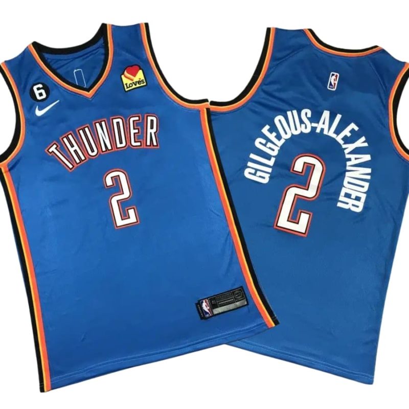 Shai Gilgeous-Alexander 2 Oklahoma City Thunder BLue 2022-23 Icon Edition 6 Path Jersey