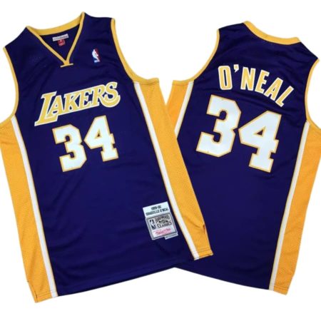 Shaquille O’Neal 34 Los Angeles Lakers 1999-20 Purple Retro Stitched Jersey