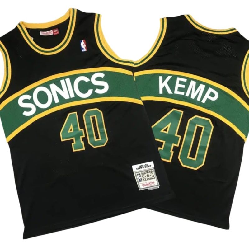 Shawn Kemp 40 Seattle SuperSonics 1994-95 Black Hardwood Classic Swingman Jersey