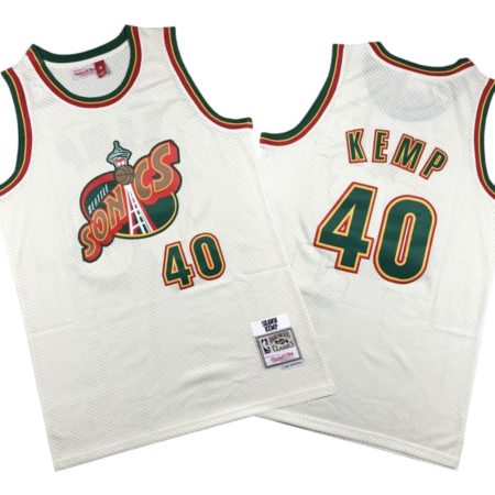 Shawn Kemp 40 Seattle SuperSonics Cream Chainstitch Swingman Jersey