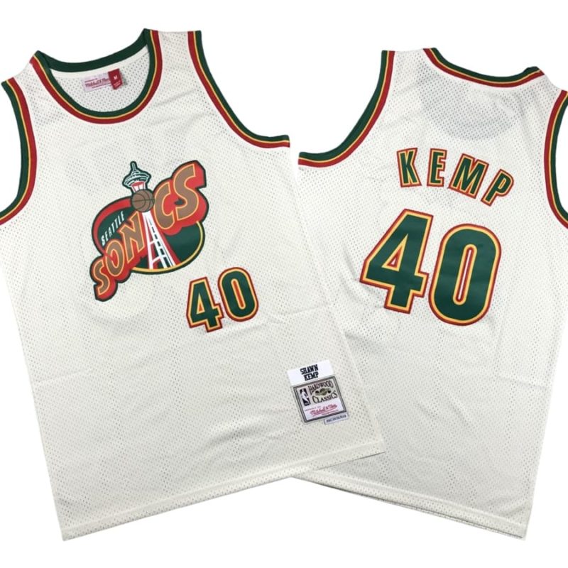 Shawn Kemp 40 Seattle SuperSonics Cream Chainstitch Swingman Jersey