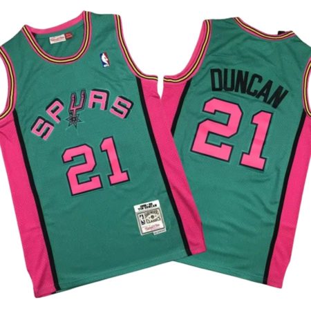 Tim Duncan 21 San Antonio Spurs 1998-99 Black Swingman Green Jersey