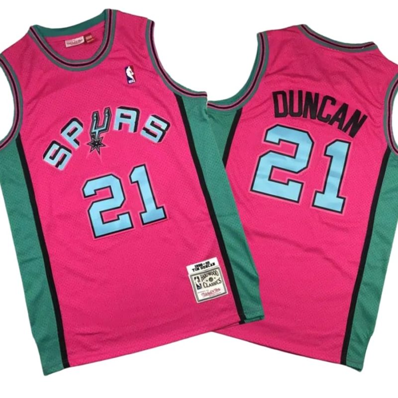 Tim Duncan 21 San Antonio Spurs 1998-99 Swingman Pink Jersey