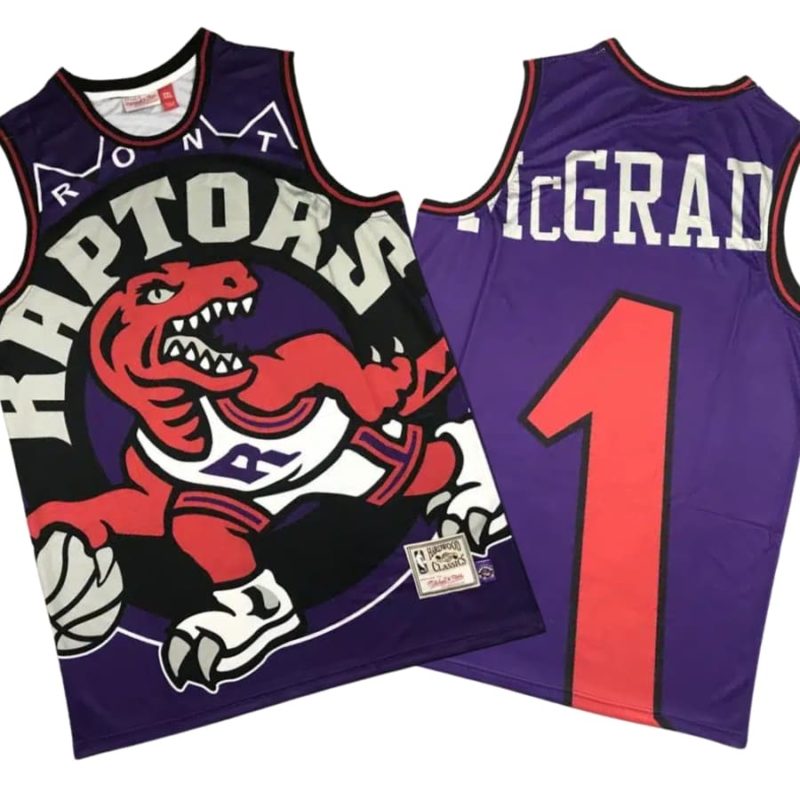 Tracy McGrady 1 Toronto Raptors Retro Team Big Face Purple Stitched Jersey