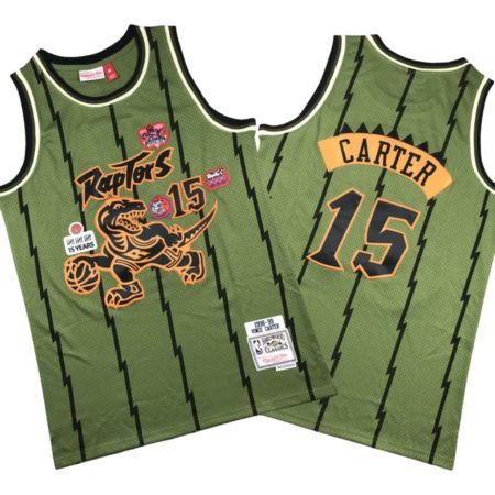 Vince Carter #15 Toronto Raptors Flight 1997-98 Jersey - Olive